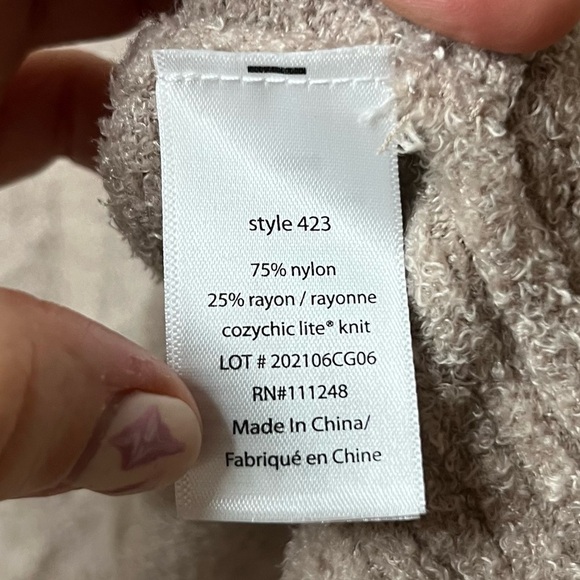BAREFOOT DREAMS Cozy Chic Lite Super Soft Cream Tan Knit Cardigan Fall Sweater - Picture 8 of 8